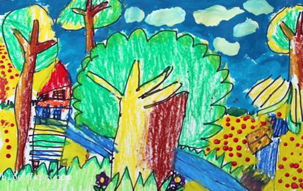 绿色家园儿童画:绿色家园从垃圾分类做起